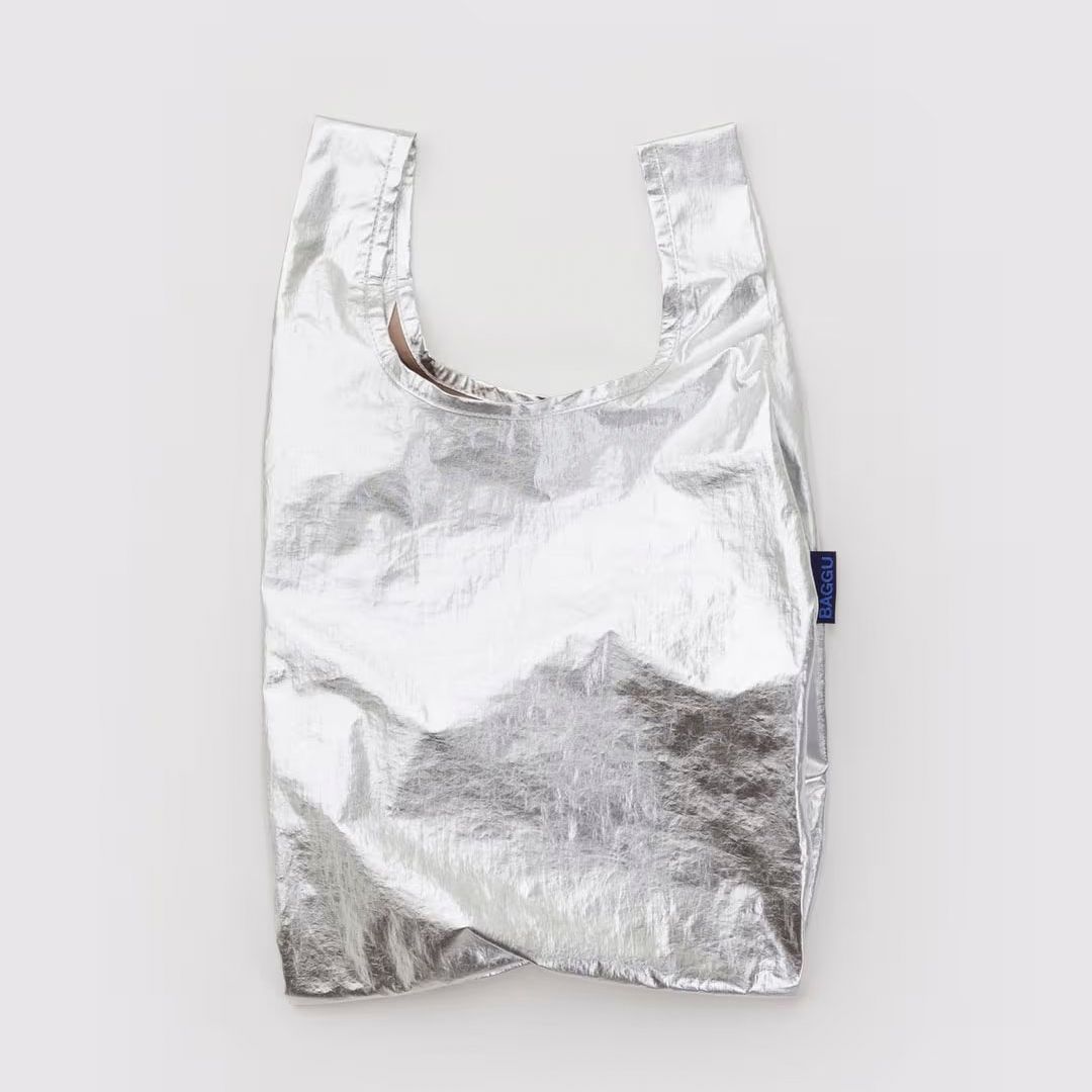 Chrome Metallic Baby Baggu Small Reusable Tote Bag