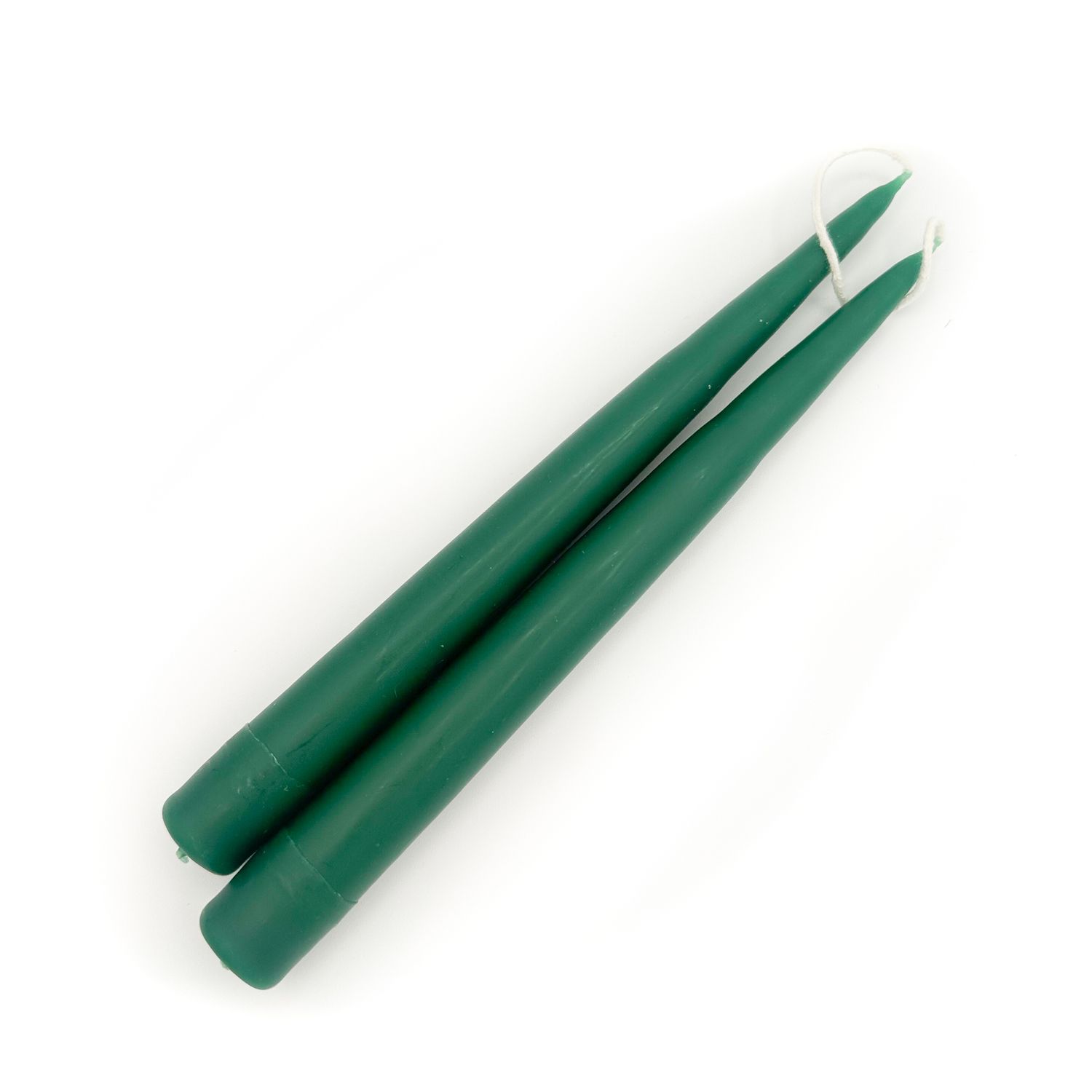 9" Forest Green Candles, set of 2