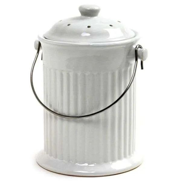 White Ceramic Compost Pail