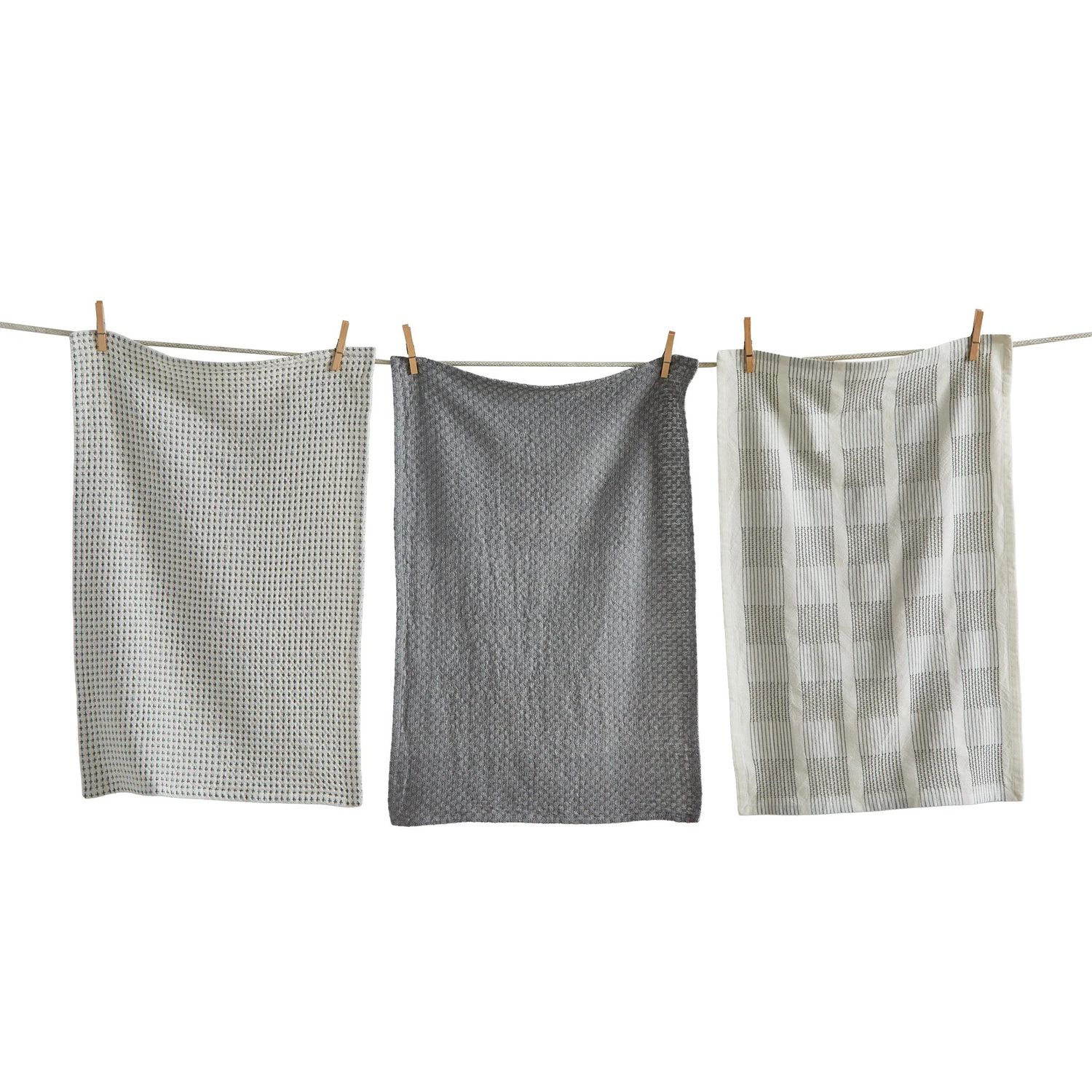 Sonoma Light Grey Dishtowels, set of 3