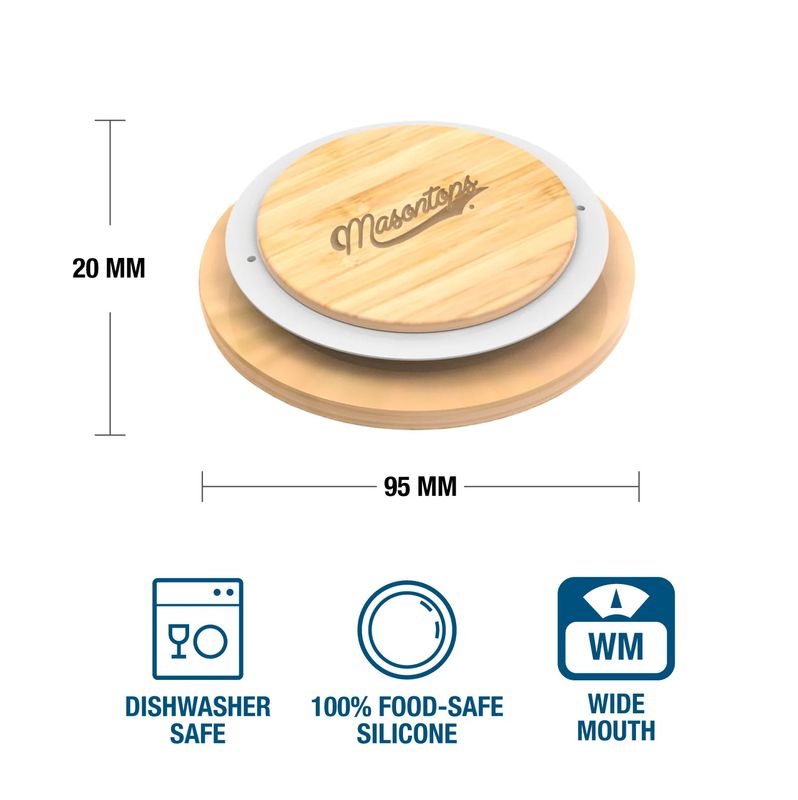 Wide Mouth Bamboo Lids, set of 3