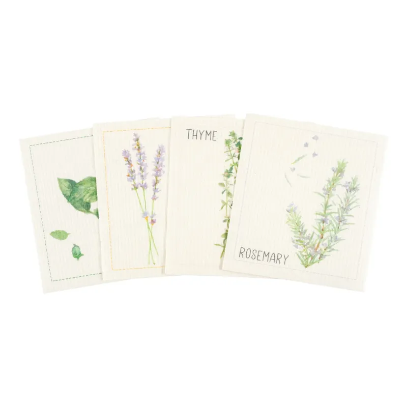 Herbs Cellulose Dishcloths, set of 4