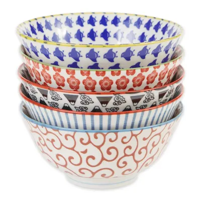 6" Mixed Color Japanese Bowls