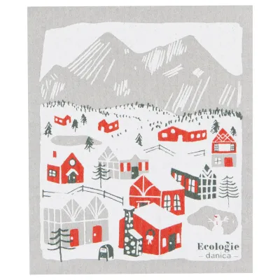 Snowy Village Cellulose Dishcloth