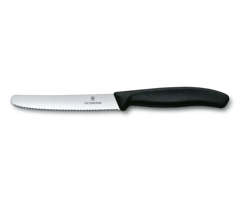 4.5" Rounded Black Serrated Paring Knife