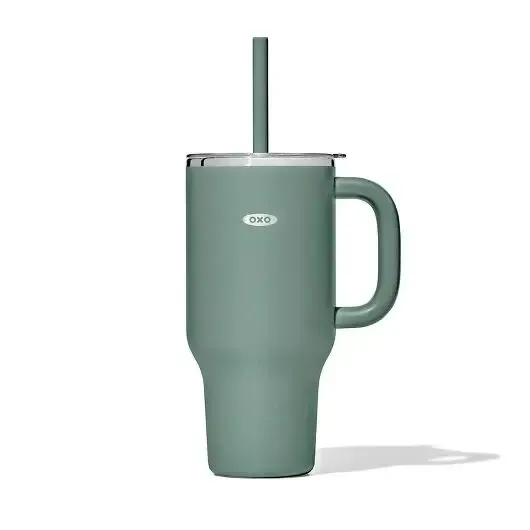 32oz Jade Water Bottle &amp; Straw