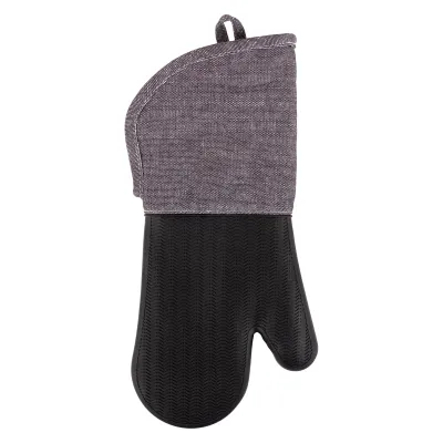 Black Chambray Silicone Oven Mitt
