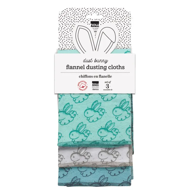 Set of 3 Dust Bunny Microfiber Dusting Cloths