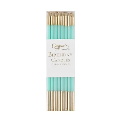 Gold &amp; Robin's Egg Birthday Candles, set of 16