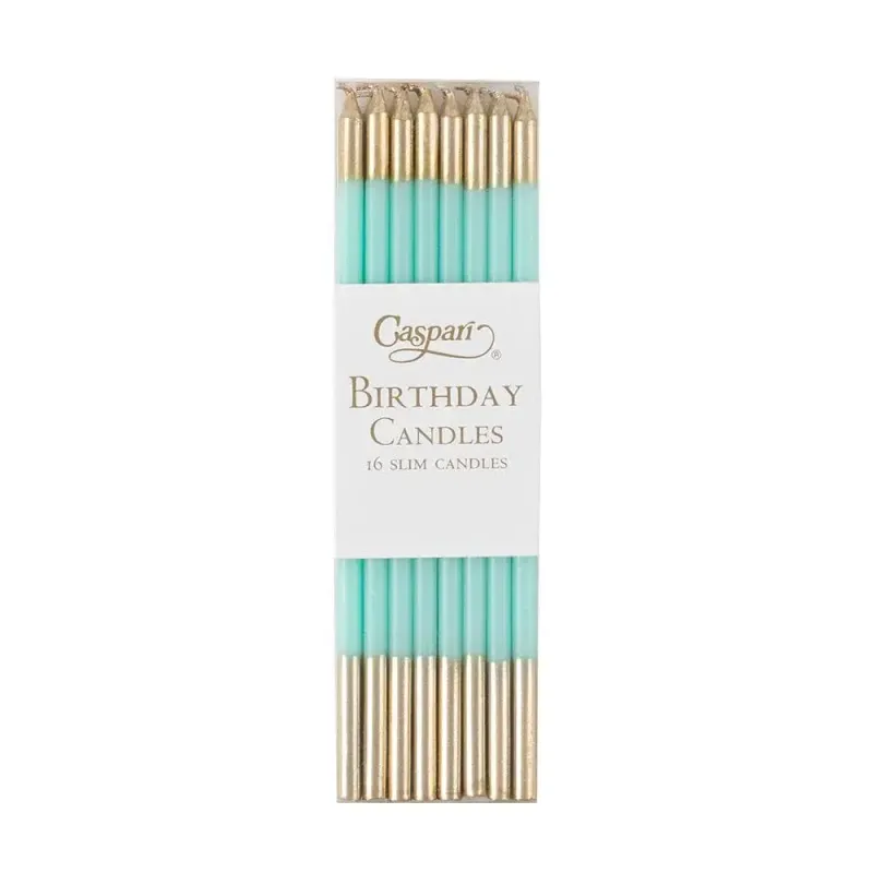 Gold &amp; Robin's Egg Birthday Candles, set of 16