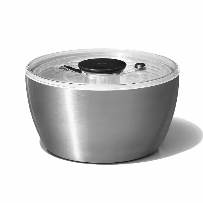 OXO Large Stainless Steel Push Salad Spinner