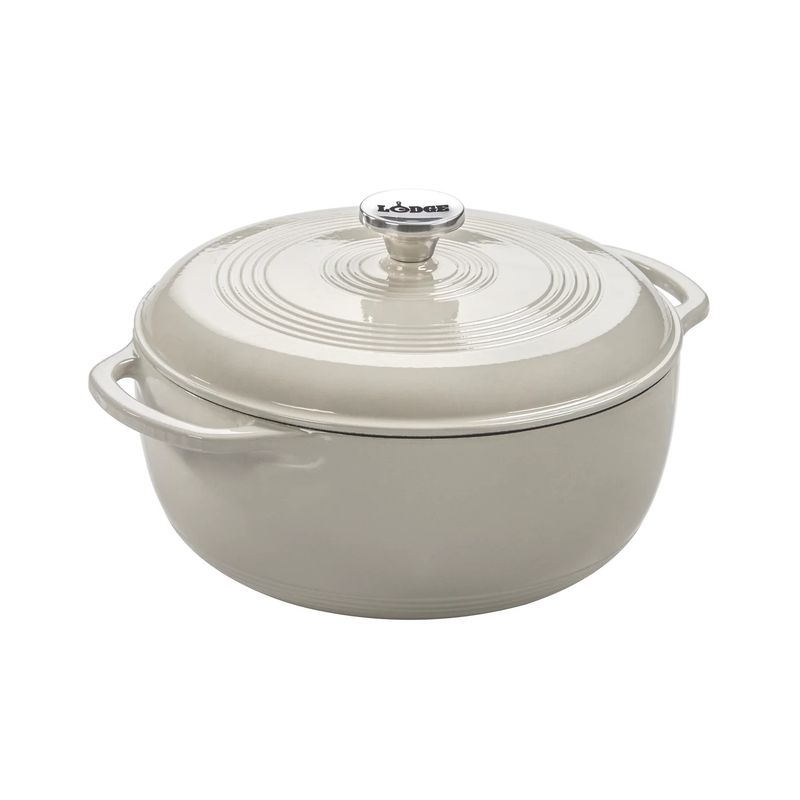 Lodge 6 quart Round Oyster White Dutch Oven