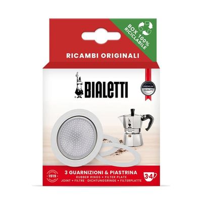 Bialetti 3 cup Espresso Maker Gasket &amp; Filter Plate, set of 3