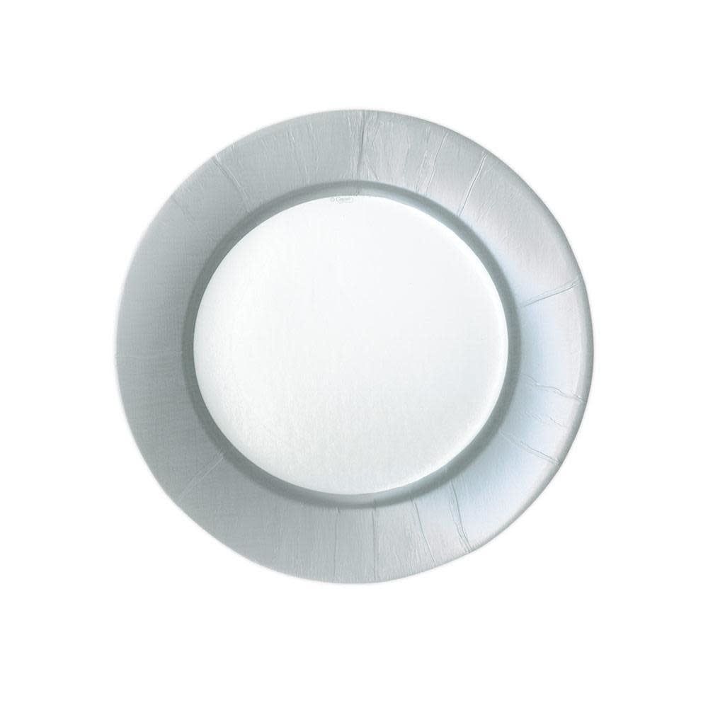 Silver Linen Paper Dessert Plates
