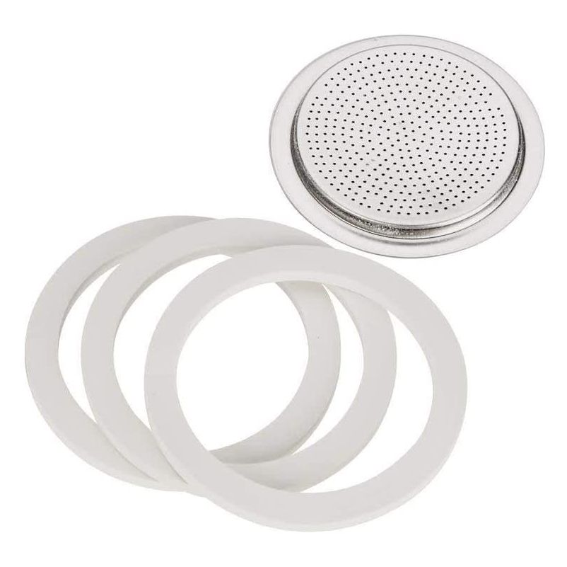 Bialetti Moka Express 6 Cup Replacement Filter Plate with 3 Gaskets