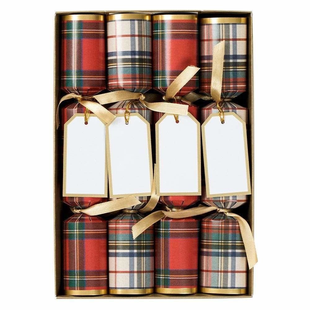 Tartan Christmas Crackers, set of 8