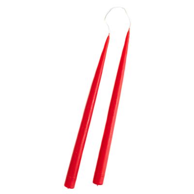 13" Holly Red Candles, set of 2