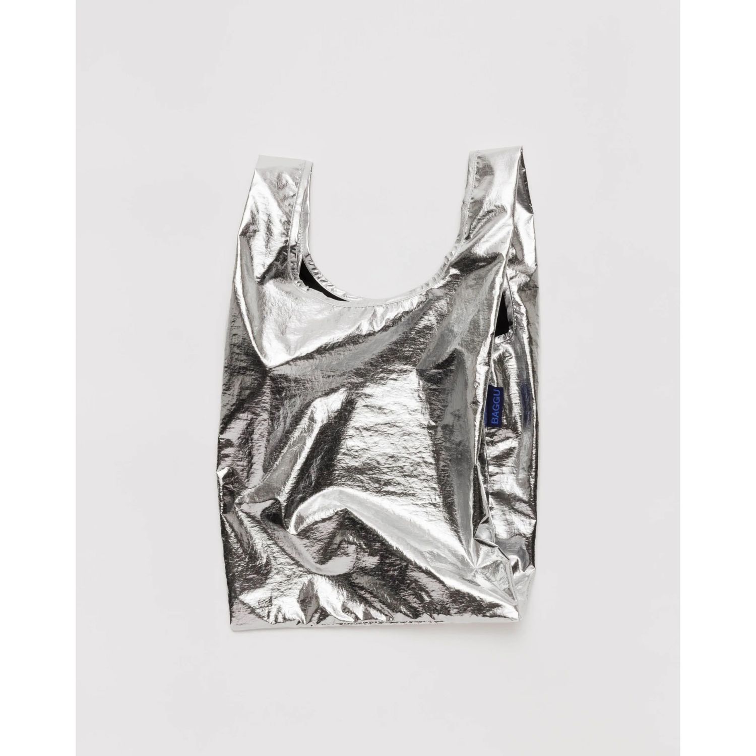 Metallic Silver Baby Baggu Reusable Tote Bag