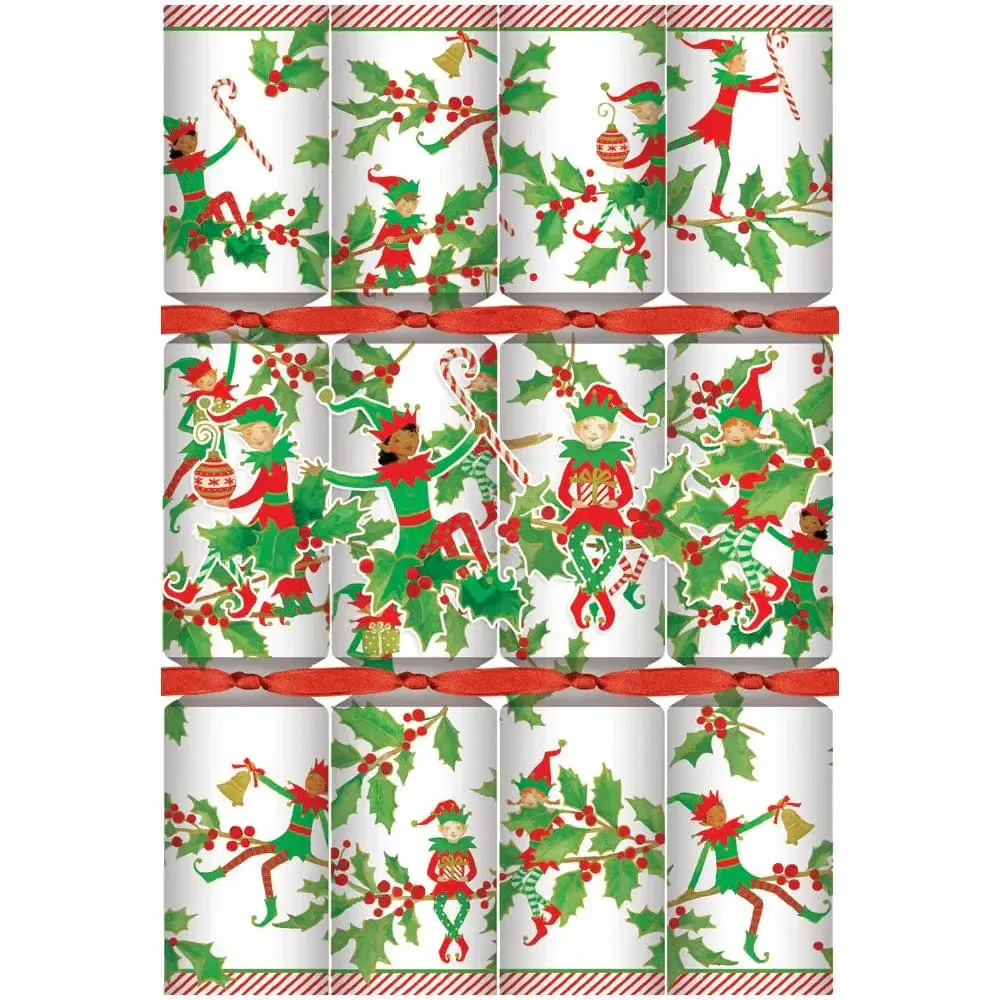 Jingle Elves Christmas Crackers, set of 8
