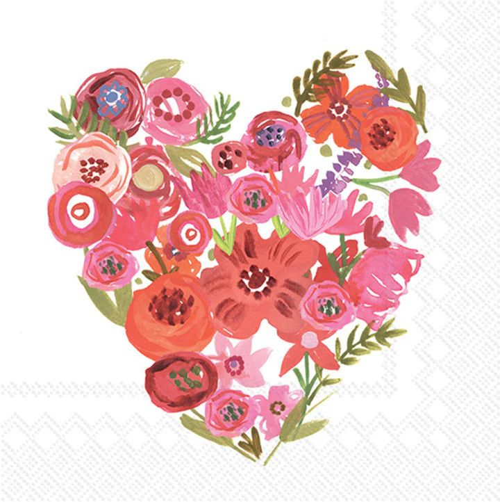 Floral Heart Cocktail Napkins