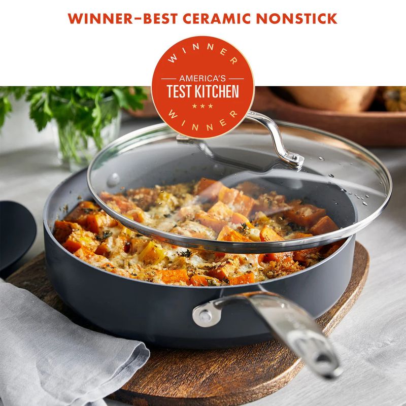 GreenPan 4.5 quart Sauté Pan with Helper Handle and Lid