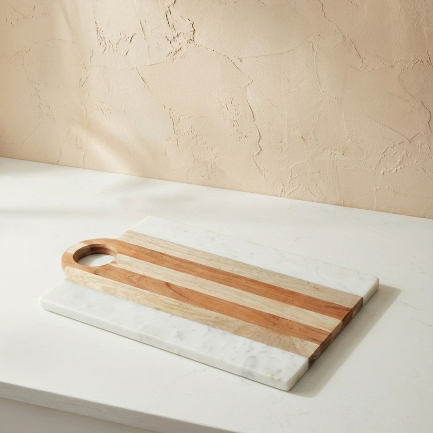 10x16" Marble &amp; Acacia Serving Board