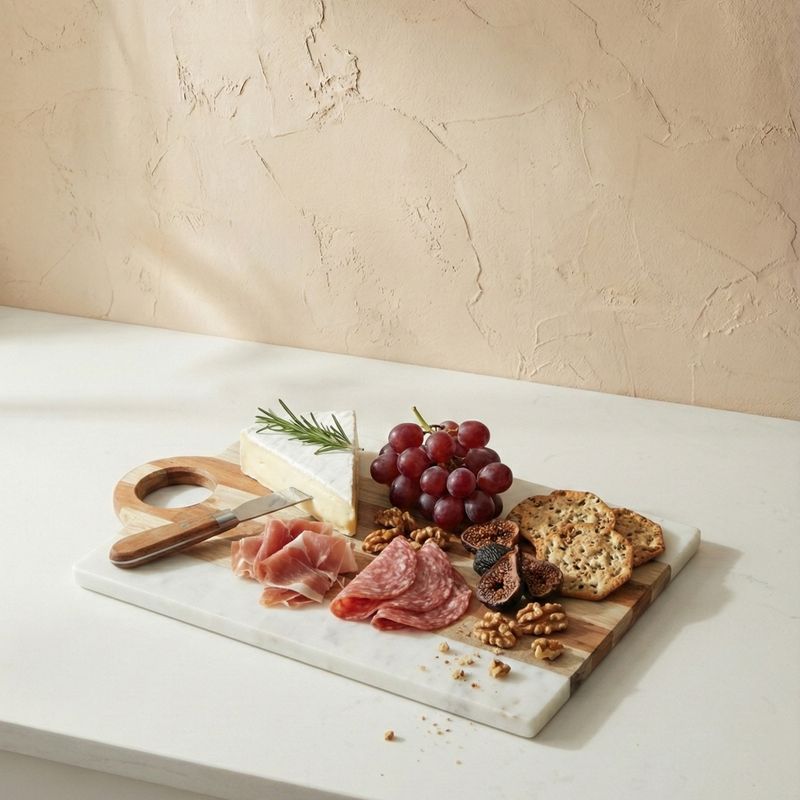 10x16" Marble &amp; Acacia Serving Board
