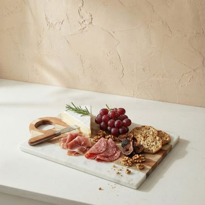 10x16" Marble &amp; Acacia Serving Board