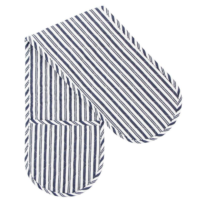 Blue Striped Double Oven Mitt