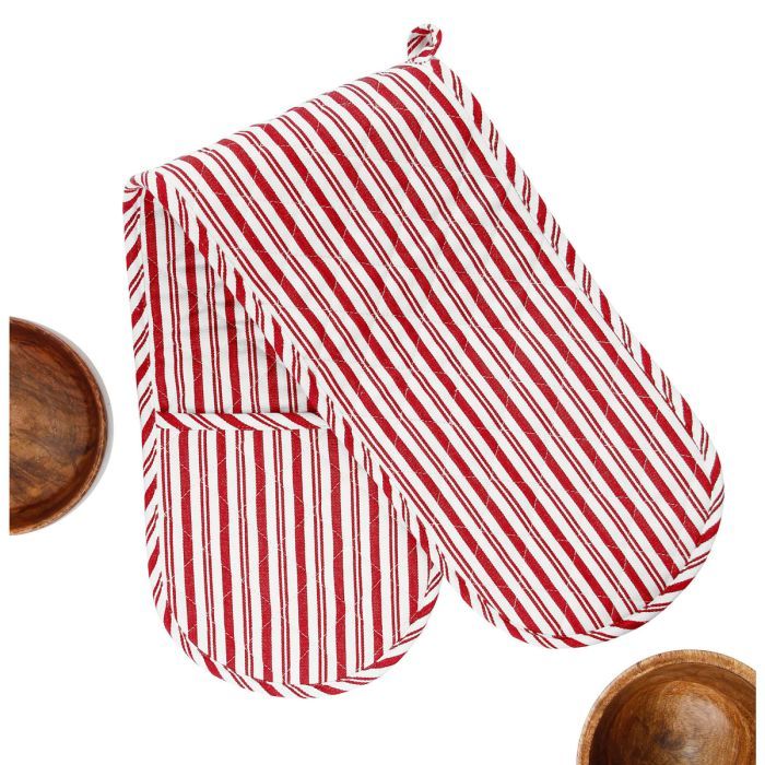 Red Striped Double Oven Mitt