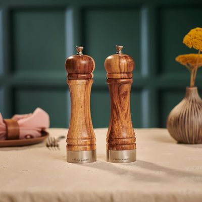 8.5" Acacia Salt &amp; Pepper Mill Set