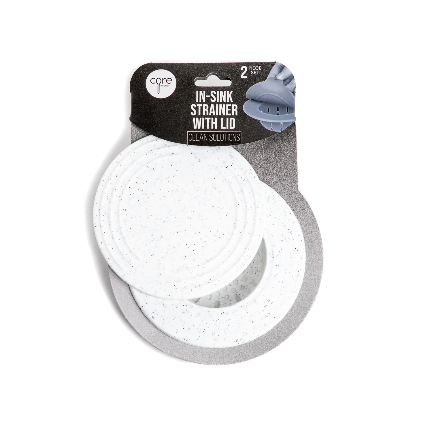 White Speckled Sink Strainer with Cover