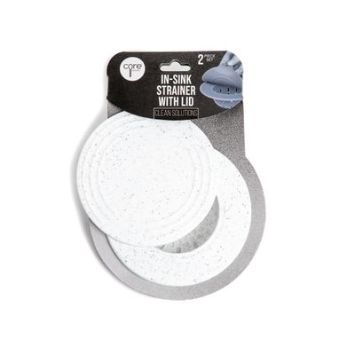 White Speckled Sink Strainer with Cover