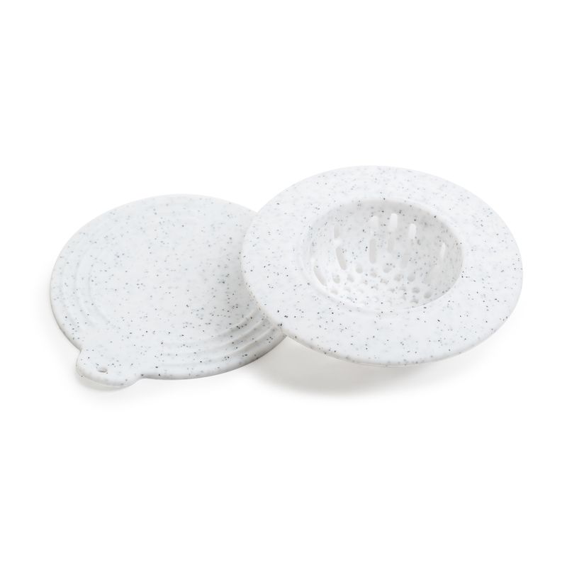 White Speckled Sink Strainer with Cover