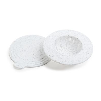 White Speckled Sink Strainer with Cover