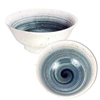 8.25" Cream &amp; Blue Ramen Bowl
