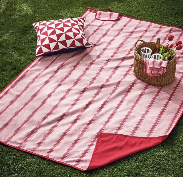 Red &amp; White Striped Picnic Blanket