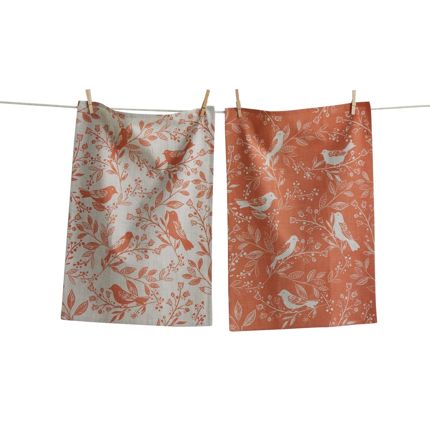 Melon Birds &amp; Vines Canyon Dishtowels, set of 2