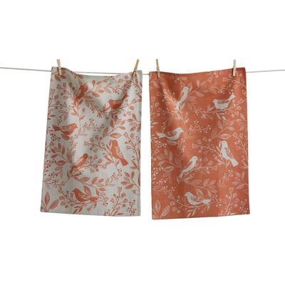 Melon Birds &amp; Vines Canyon Dishtowels, set of 2
