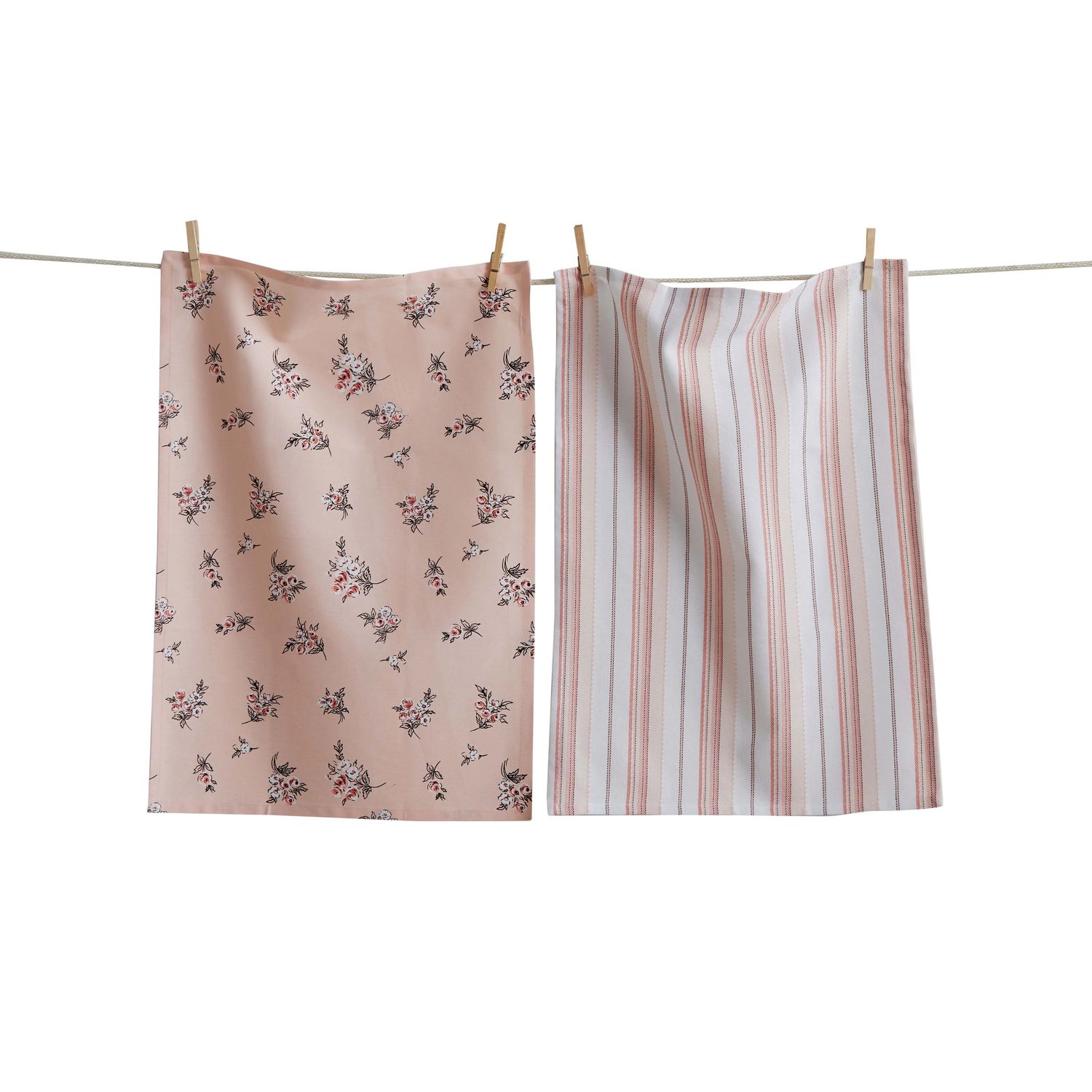 Peach Roses Dishtowels, set of 2