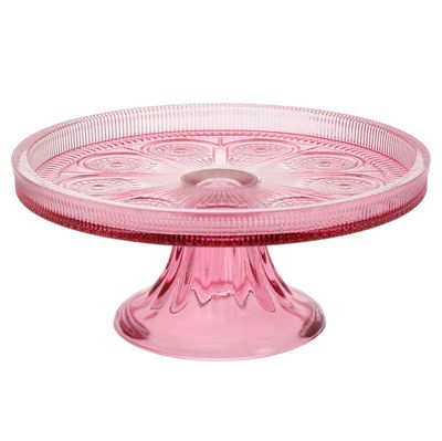 Pink Glass Cake Stand