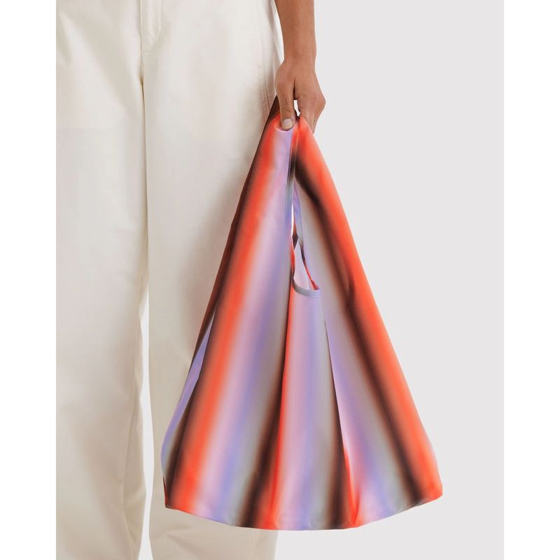 Gradient Stripe Poppy &amp; Lilac Baggu Reusable Tote Bag
