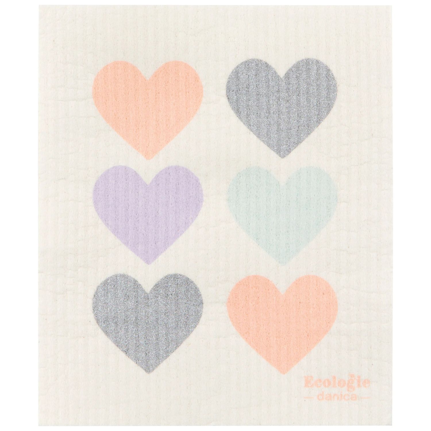 Pastel Hearts Cellulose Dishcloth