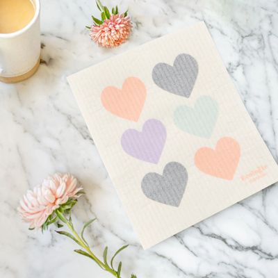 Pastel Hearts Cellulose Dishcloth