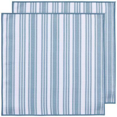 Slate Blue Stripe Dishcloths, set of 2