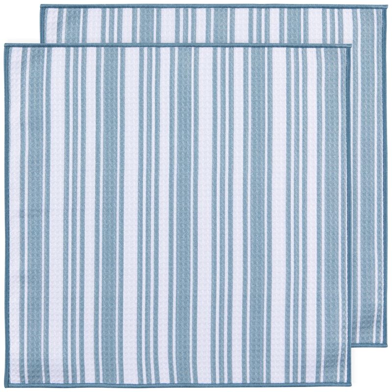 Slate Blue Stripe Dishcloths, set of 2