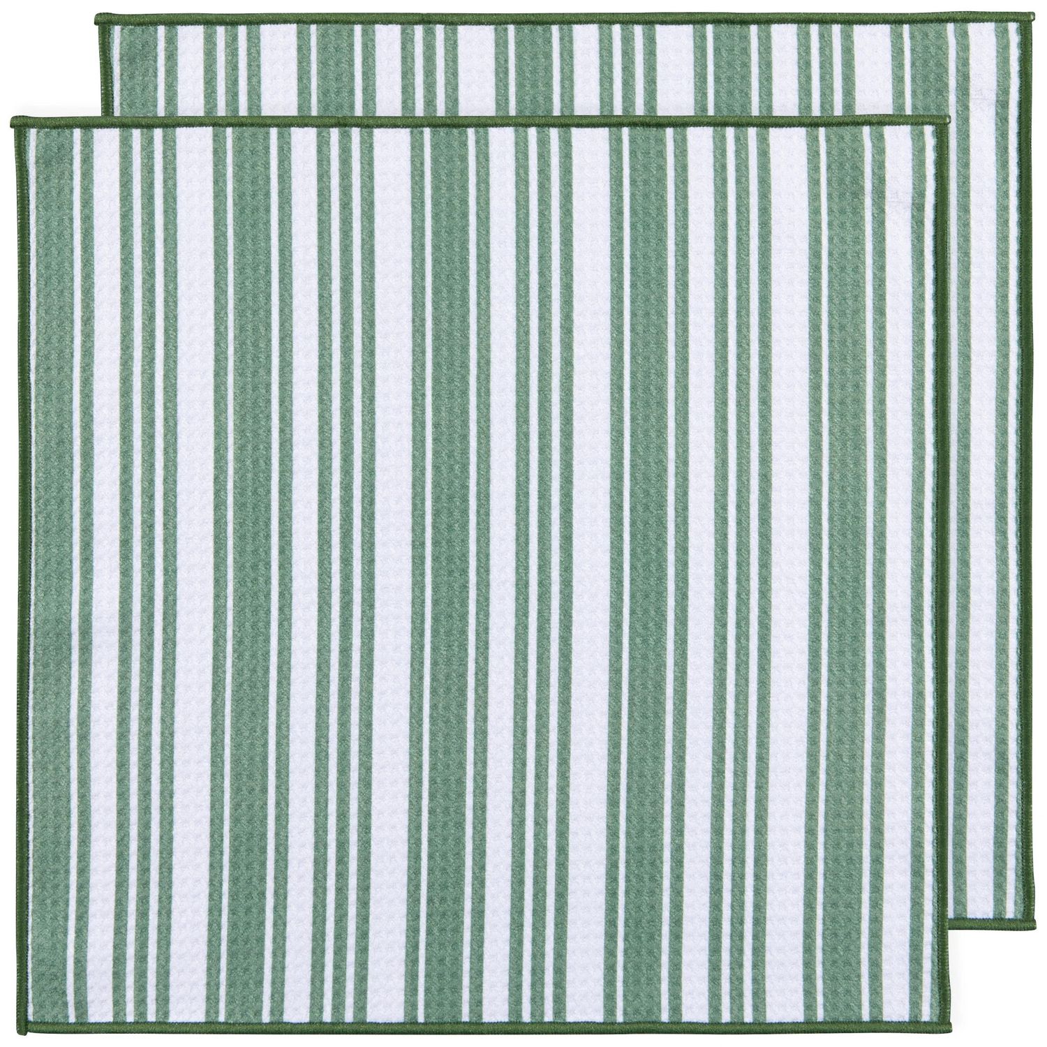 Elm Green Stripe Dishcloths, set of 2
