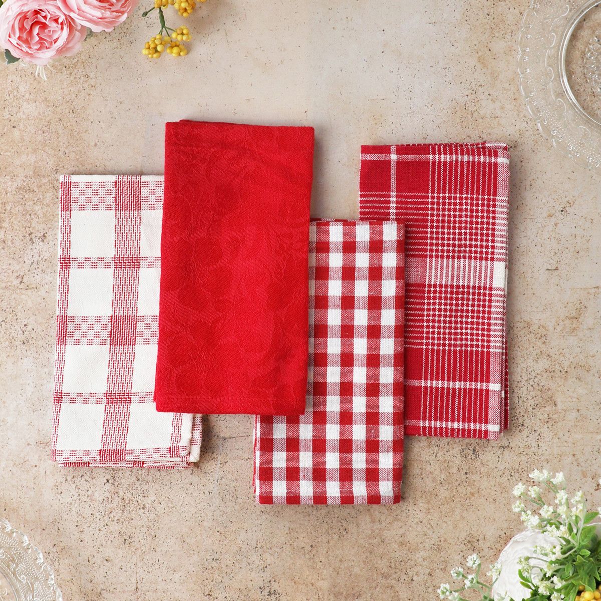 April Cornell Mixed Strawberry Napkins, set of 4