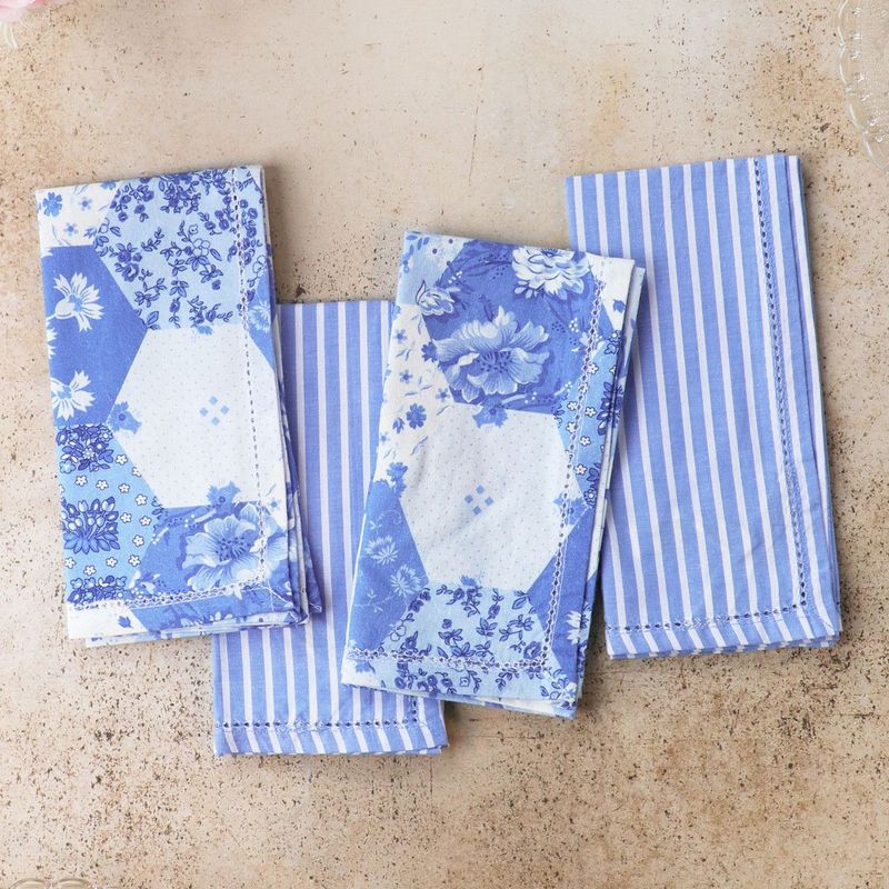 April Cornell Blue Porcelain Patchwork Napkins, set of 4
