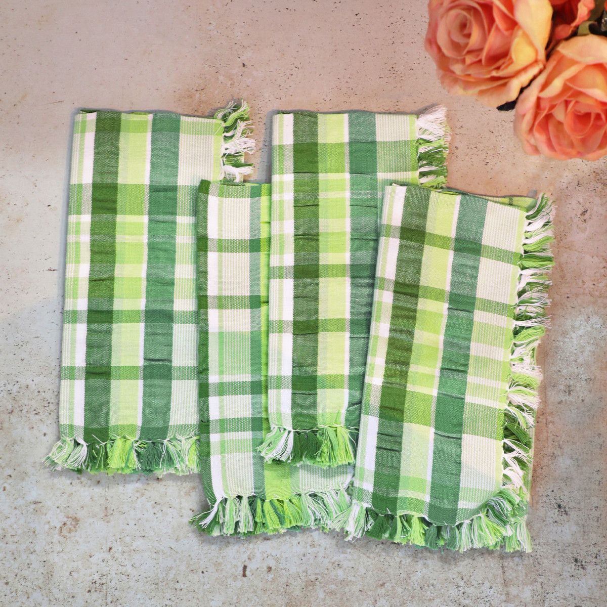 April Cornell Green Seersucker Napkins, set of 4